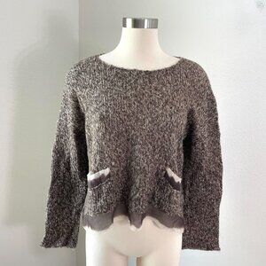Viviana Uchitel Womens Small 100% Wool Pocket Sweater Long Sleeve Knit Top